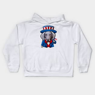 Fourth of July Weimaraner Kids Hoodie